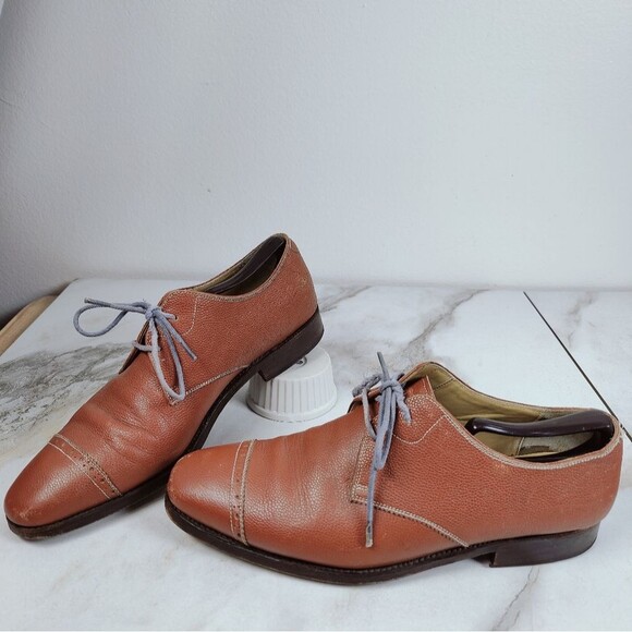 Awl & Sundry Handcrafted Cognac Leather Cap Toe Oxford Lace Up Dress Shoes, 9.5 main image 9